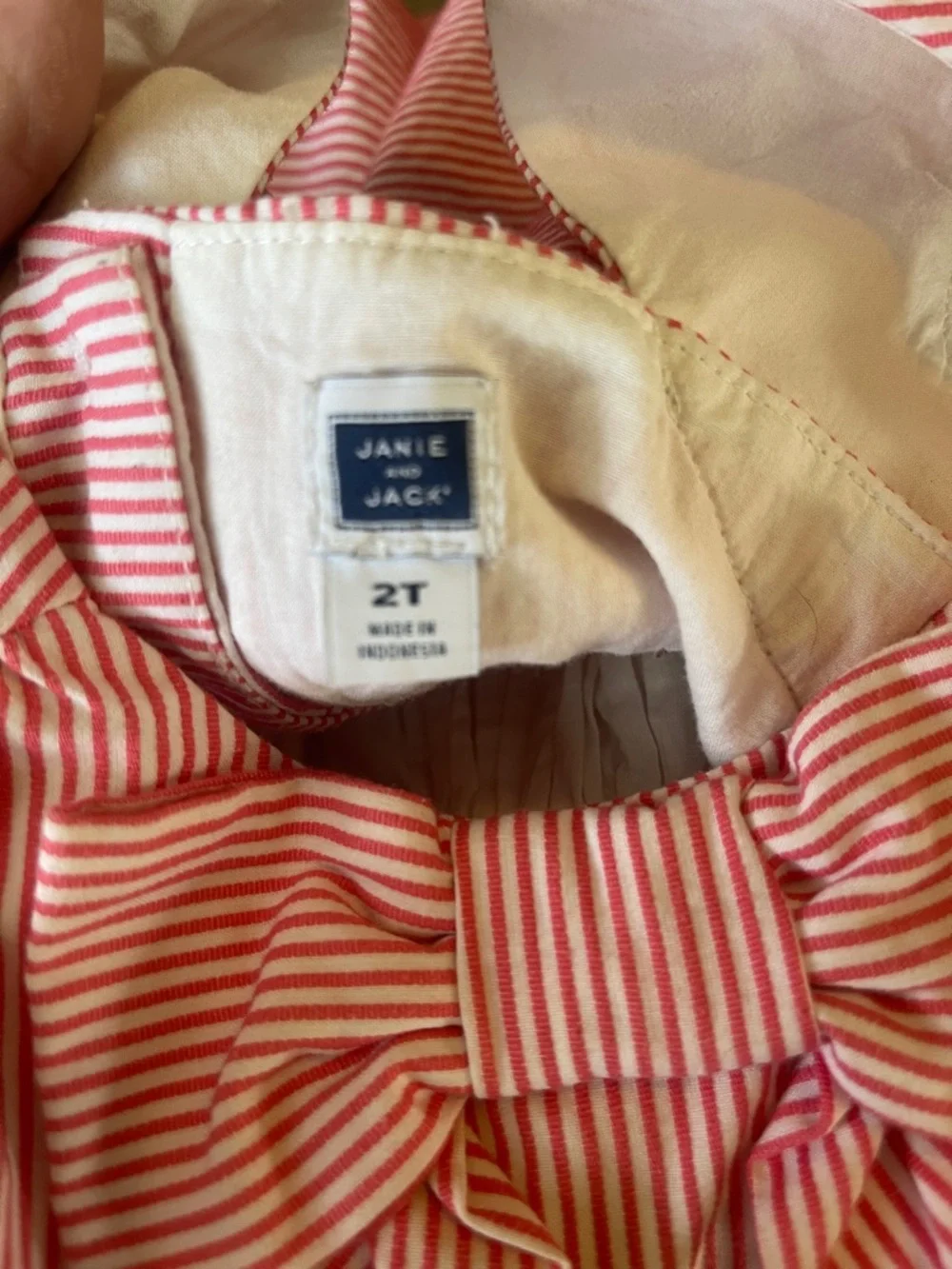 Janie and Jack red Striped Bow Front casual Dress little girls size 2t